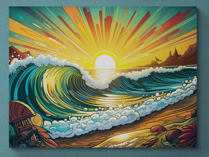 Surf Art Print Poster - "Sunset Crest" - Bohemian Acrylic Artwork | Surf Wave Art - 03