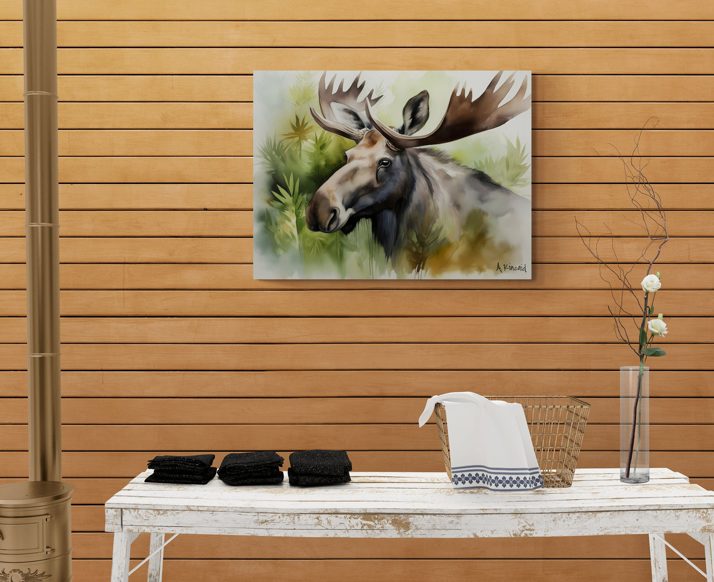 Moose In Brush Closeup | Canvas Print | Wildlife Art | Cabin Art | Forest Art | Archer Kincaid