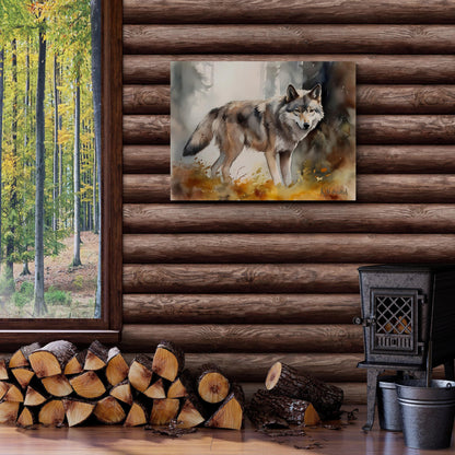 Wolf In Forest | Canvas Print | Wildlife Art | Cabin Art | Forest Art | Archer Kincaid