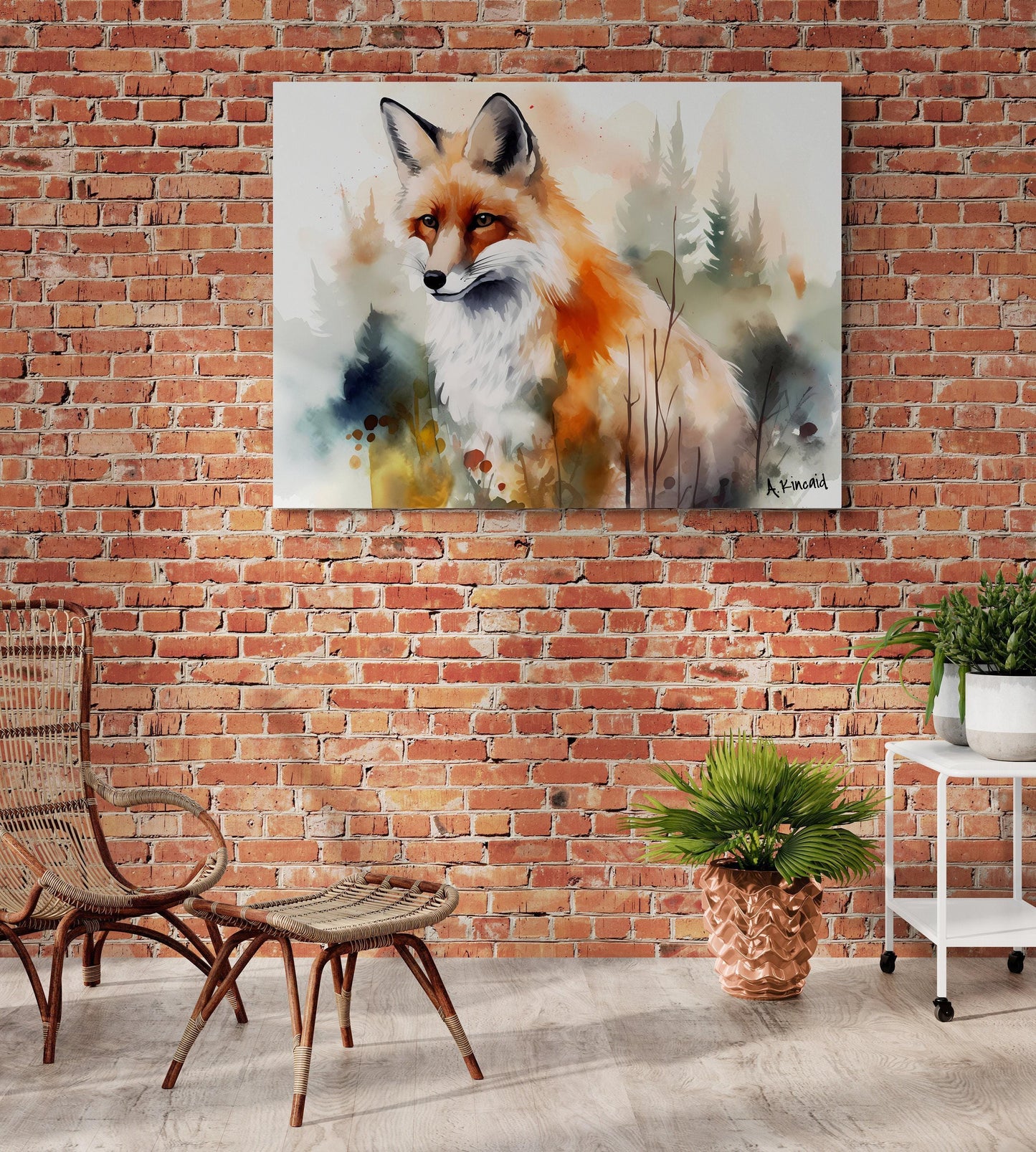 Majestic Fox | Canvas Print | Wildlife Art | Cabin Art | Forest Art | Archer Kincaid | watercolor fox