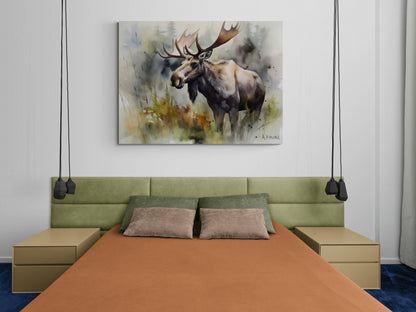Moose In The Brush #1 | Canvas Print | Wildlife Art | Cabin Art | Forest Art | Archer Kincaid