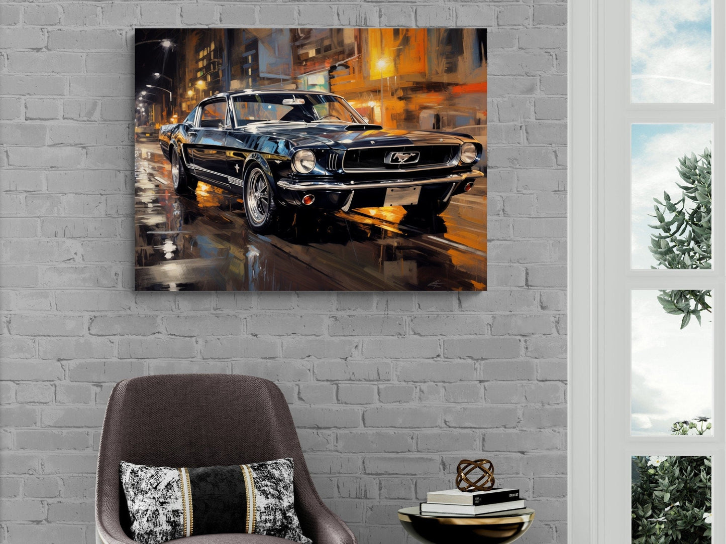 1964 Ford Mustang Classic Car Canvas Print | Vintage Auto Wall Art Decor | Retro Muscle Pony Car | Car Lovers Poster Gift