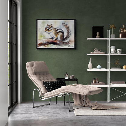 Chipmunk | Canvas Print | Wildlife Art | Cabin Art | Forest Art | Archer Kincaid