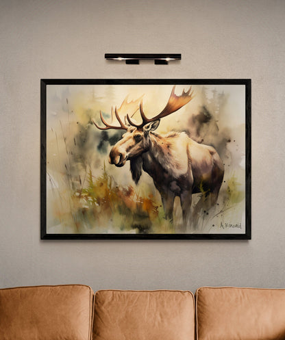 Moose In The Brush #1 | Canvas Print | Wildlife Art | Cabin Art | Forest Art | Archer Kincaid