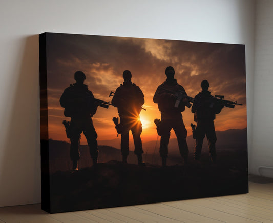 a group of soldiers standing on top of a hill