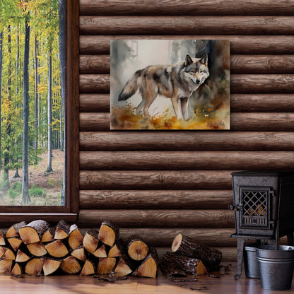Wolf In Forest | Canvas Print | Wildlife Art | Cabin Art | Forest Art | Archer Kincaid