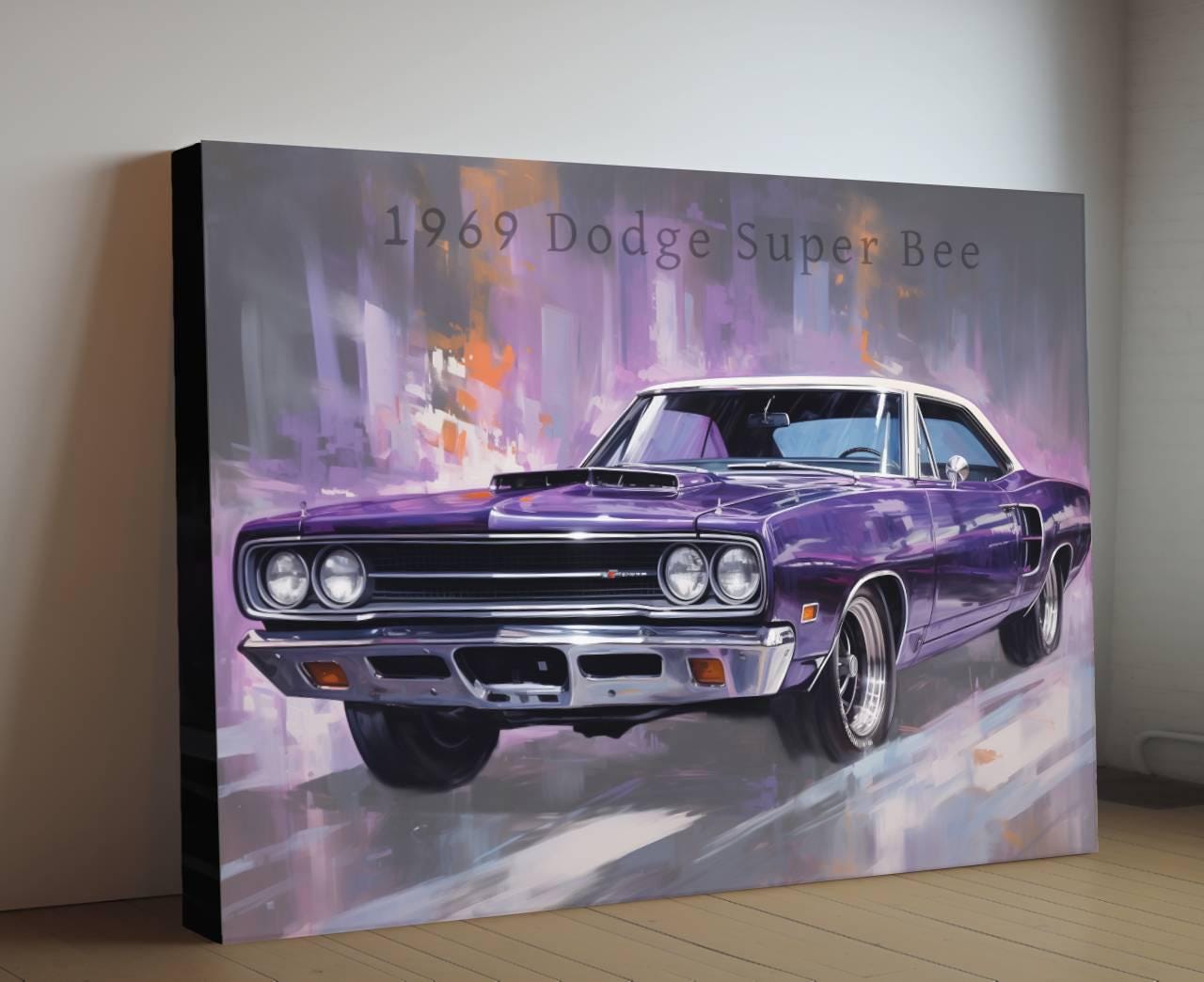 1969 Dodge Super Bee Canvas | Classic Car Print | Vintage Auto Wallart Decor | Retro Muscle Car | Car Lovers Poster Gift | Mopar