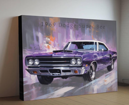 1969 Dodge Super Bee Canvas | Classic Car Print | Vintage Auto Wallart Decor | Retro Muscle Car | Car Lovers Poster Gift | Mopar