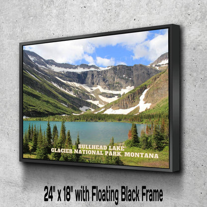 Bullhead Lake - Glacier National Park, Montana Canvas Print, Photography Travel Gift | Poster Gift, National Utah Print, Montana Wall Art
