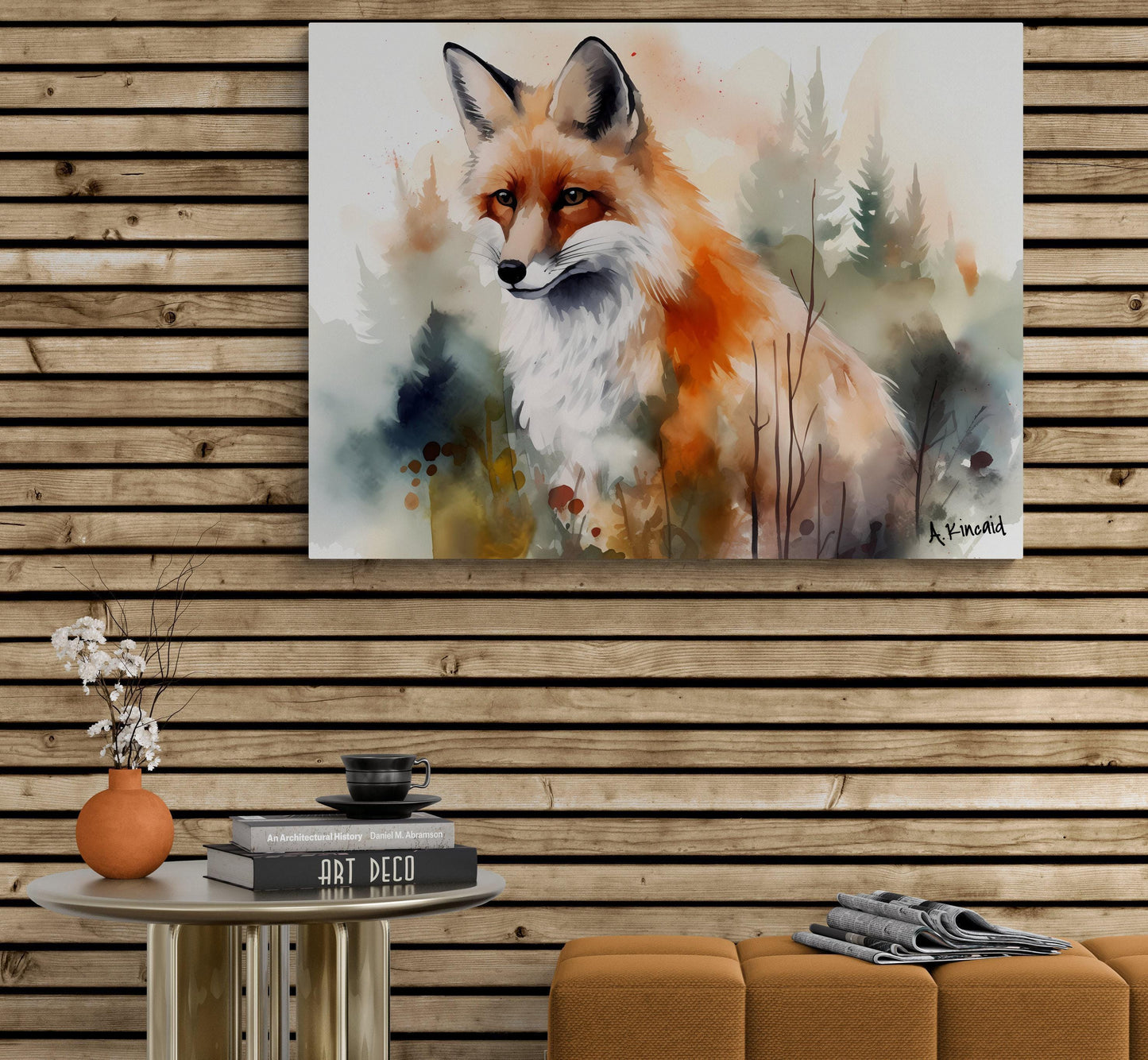 Majestic Fox | Canvas Print | Wildlife Art | Cabin Art | Forest Art | Archer Kincaid | watercolor fox