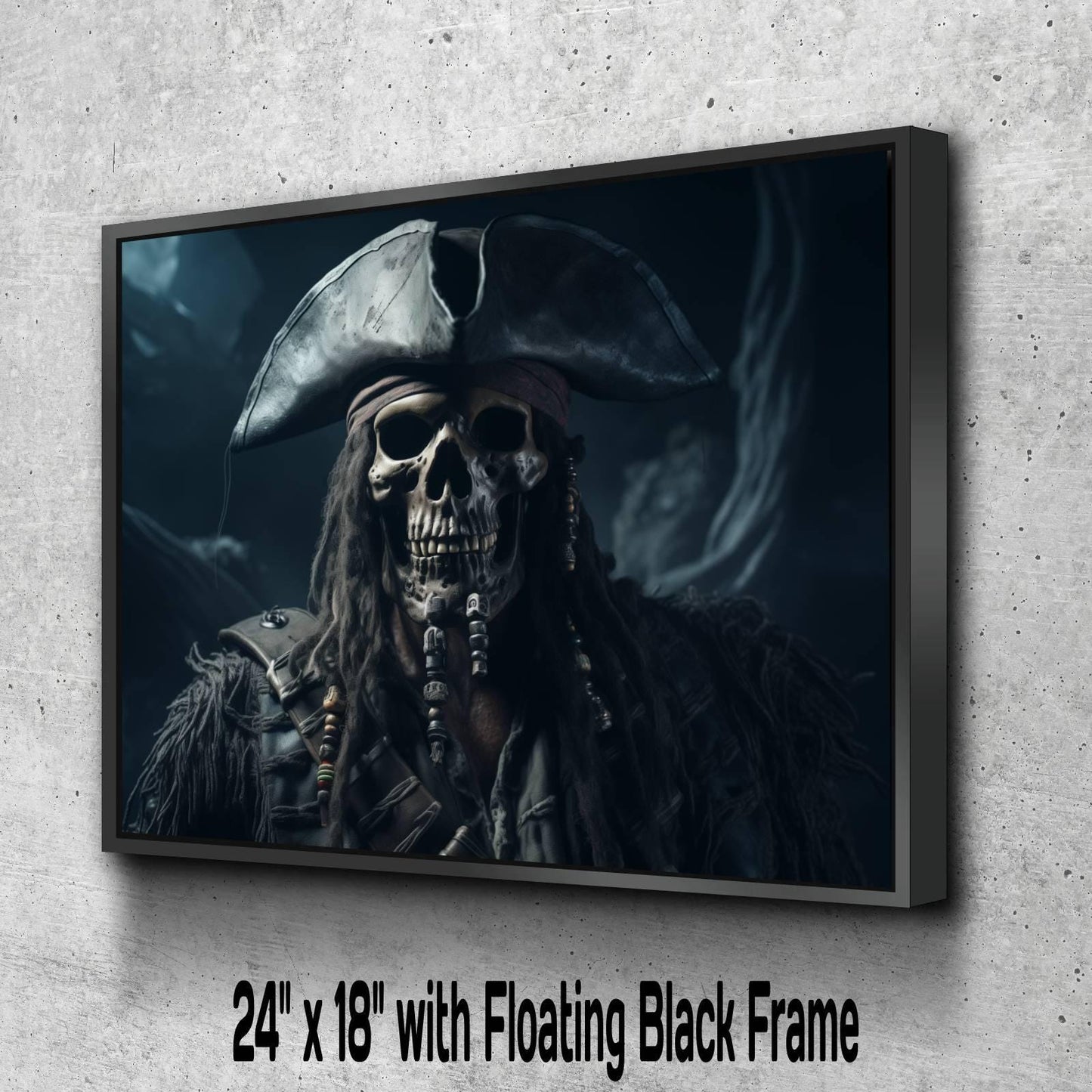 Pirate Skeleton Canvas Art, Gothic Skull Wall Decor, Dark Nautical Print, Dead Pirate Painting, Maritime Skeleton Artwork Wallart