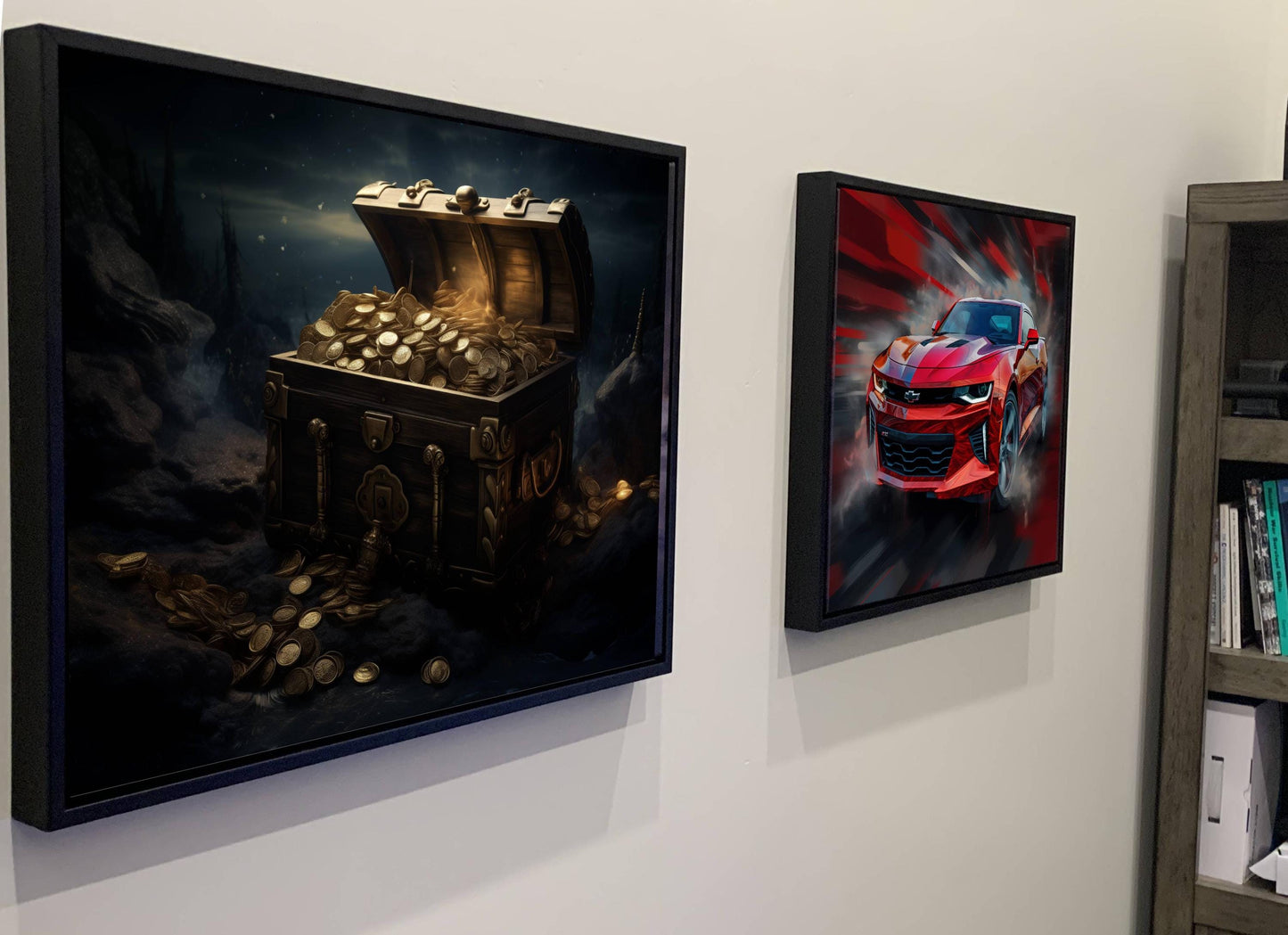 Pirate Treasure Chest Canvas Art, Gold Coins Print, Dark Nautical Wall Decor, Maritime Wealth Painting, Adventure Home Art