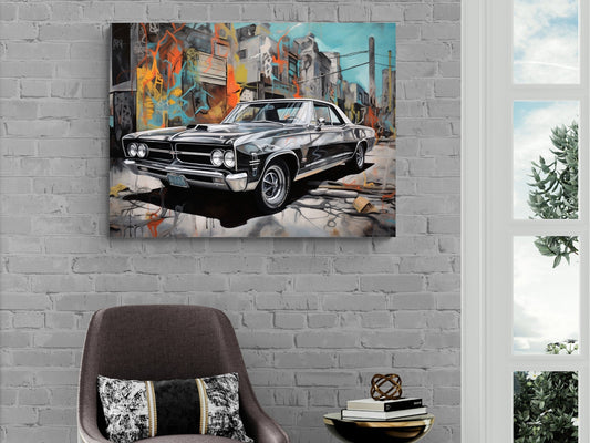 1964 Pontiac GTO Classic Car Canvas Print | Vintage Auto Wall Art Decor | Retro Muscle Car | Car Lovers Poster Gift