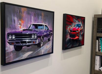 1969 Dodge Super Bee Canvas | Classic Car Print | Vintage Auto Wallart Decor | Retro Muscle Car | Car Lovers Poster Gift | Mopar