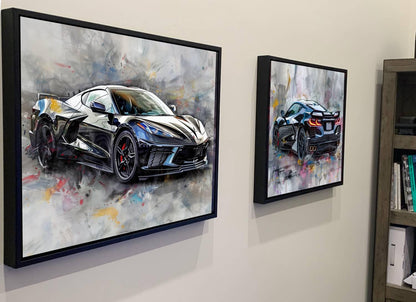 2025 C8 Corvette Canvas Wall Art | Black Chevrolet Sports Car Print | Modern Auto Poster | Car Lover Gift | C8 Vette Decor | Supercar Poster
