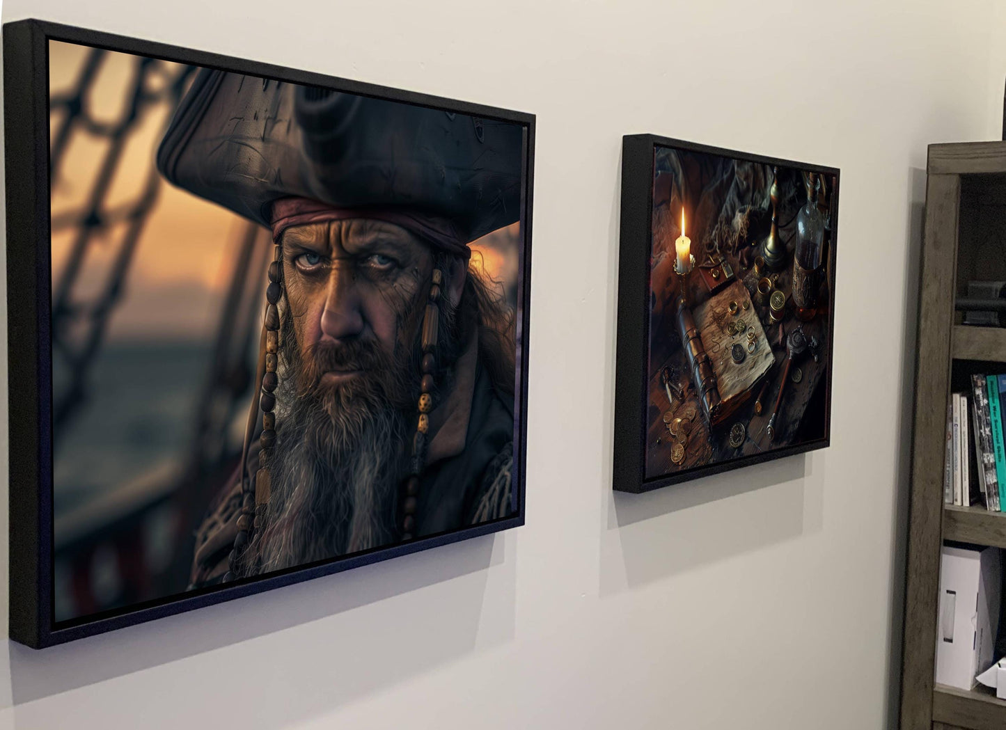 Pirate Captain Portrait Canvas, Weathered Sailor Close-Up Print, Bearded Sea Captain Wall Decor, Nautical Character Painting