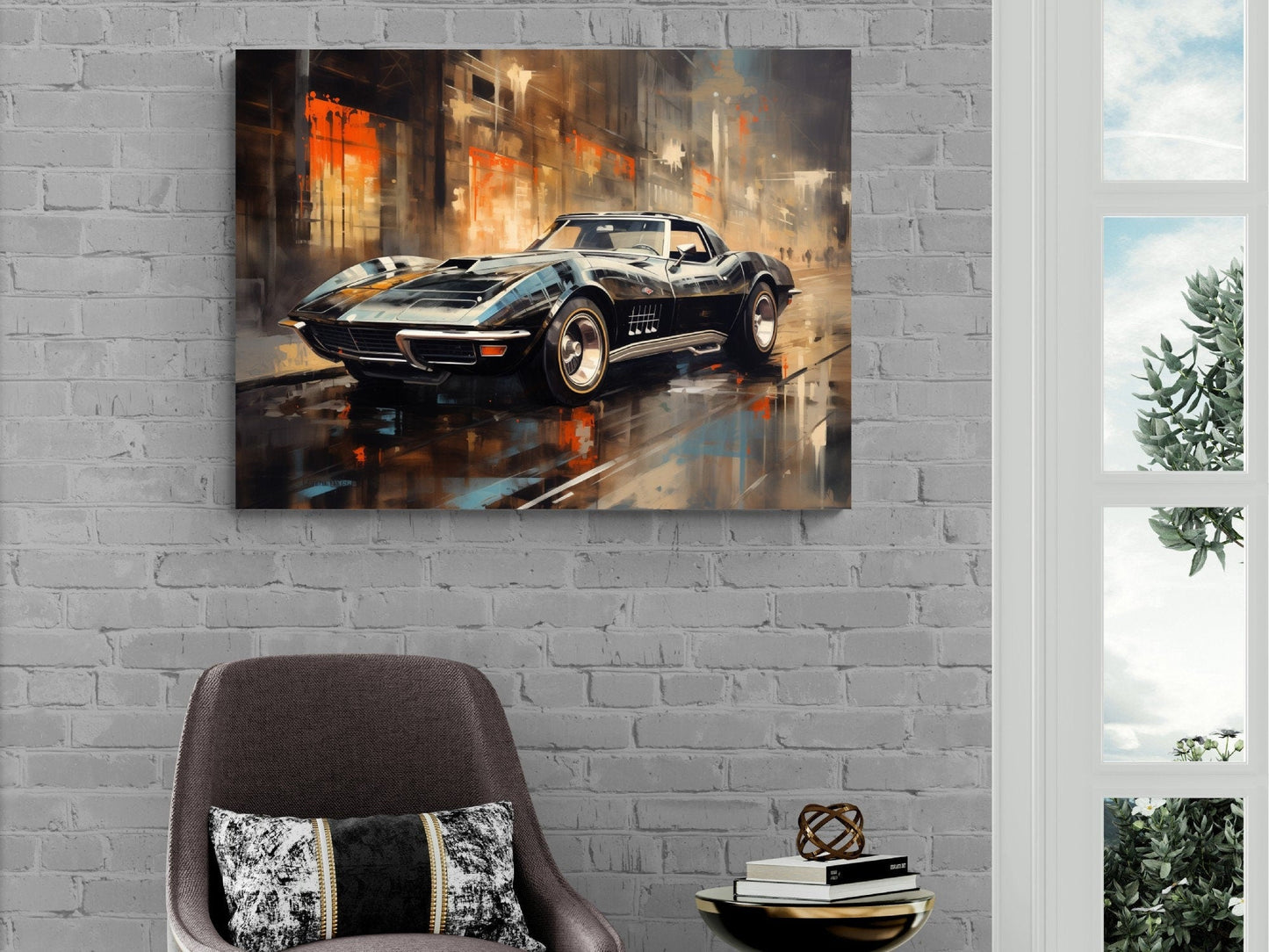 1968 Chevrolet Corvette Canvas Print | Vintage Auto Wall Art Decor | Retro Sports Car | Car Lovers Poster Gift | C3 Vette Chevy