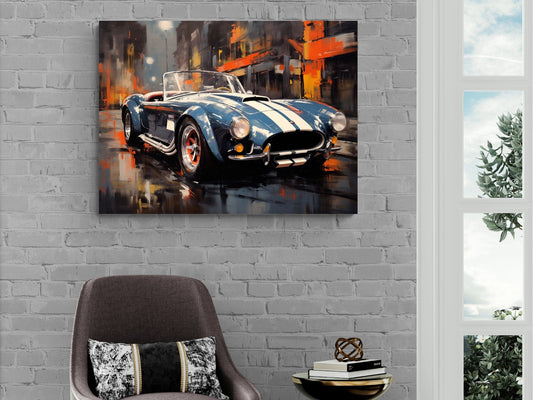 1966 Shelby Cobra 427 Car Canvas Print | Vintage Auto Wall Art Decor | Retro Muscle Car | Car Lovers Poster Gift