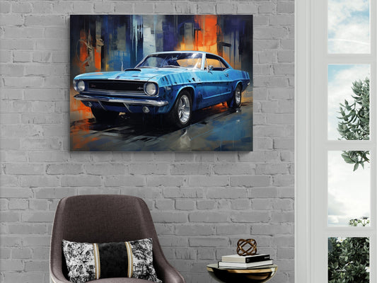 1966 Plymouth Barracuda Car Canvas Print | Vintage Auto Wall Art Decor | Retro Muscle Car | Car Lovers Poster Gift