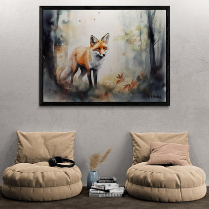 Fox in Forest | Canvas Print | Wildlife Art | Cabin Art | Forest Art | Archer Kincaid | foxes watercolor
