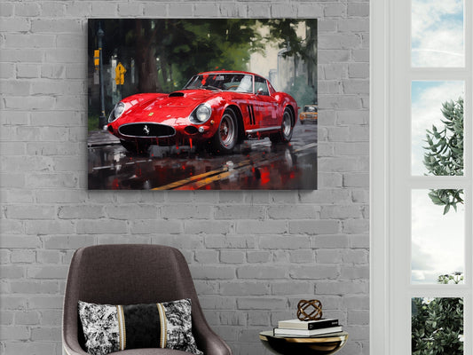 1964 Ferrari 250 GTO Classic Car Canvas Print | Vintage Auto Wall Art Decor | Retro Sports Car | Car Lovers Poster Gift