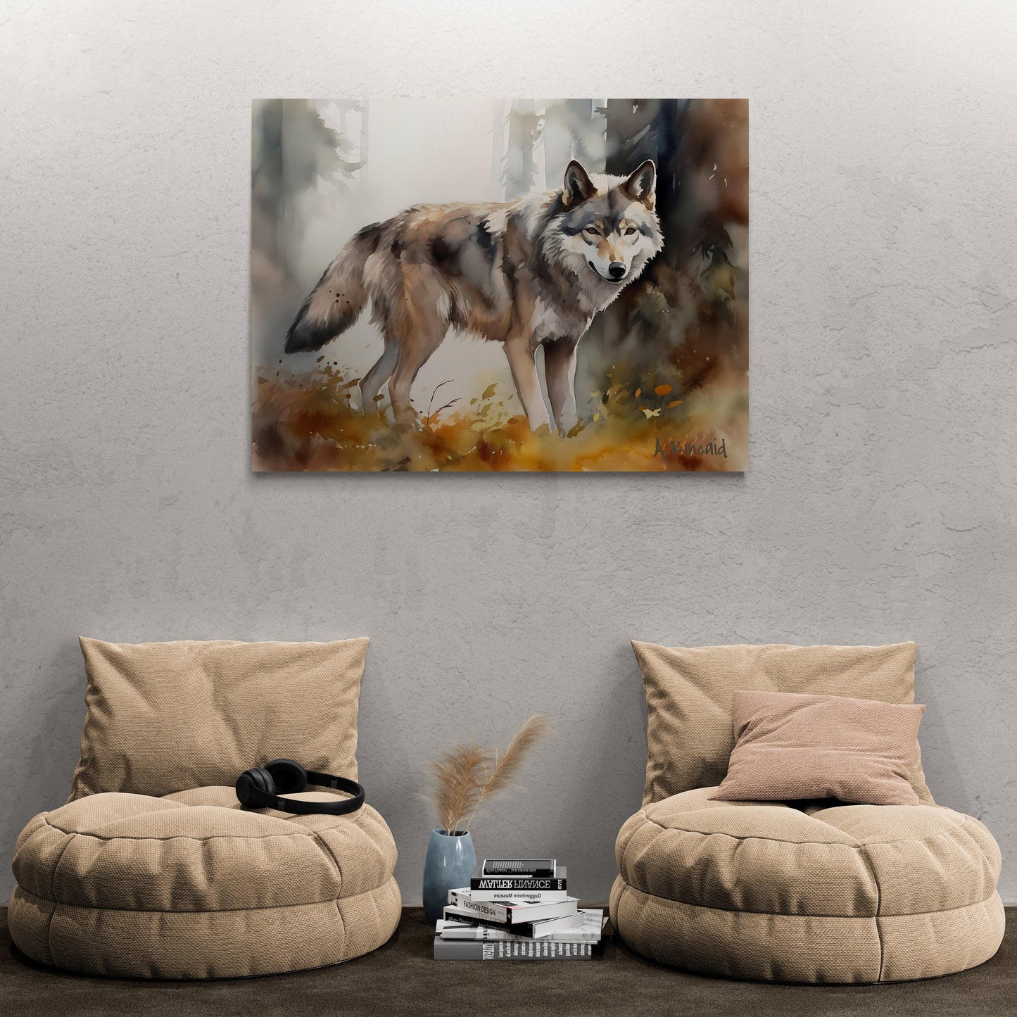 Wolf In Forest | Canvas Print | Wildlife Art | Cabin Art | Forest Art | Archer Kincaid