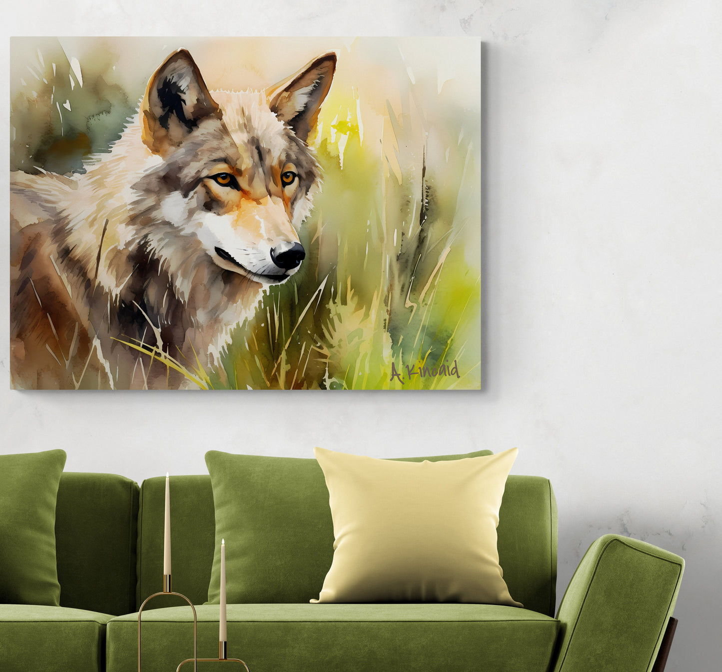 Wolf In Grass #2 | Canvas Print | Wildlife Art | Cabin Art | Forest Art | Archer Kincaid