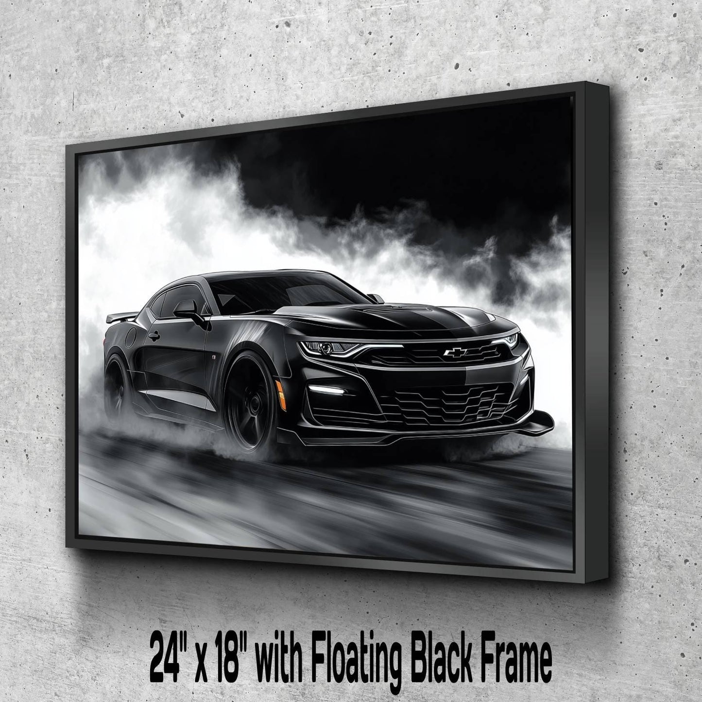 2025 Chevrolet Camaro Z/28 Black Canvas Print | Auto Wall Art Decor | Modern Muscle Car | Car Lovers Poster Gift | Garage Office