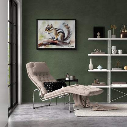 Chipmunk | Canvas Print | Wildlife Art | Cabin Art | Forest Art | Archer Kincaid