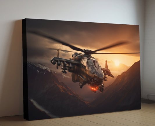 Apache Helicopter Canvas Print | Apache Dawn Patrol | Military Art | Cool Office Wall Decor