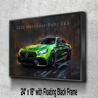 2020 Mercedes-Benz E63 Canvas Print | Green Sports Car Auto Wall Art Decor | New Sportscar | Car Lovers Poster Gift | AMG