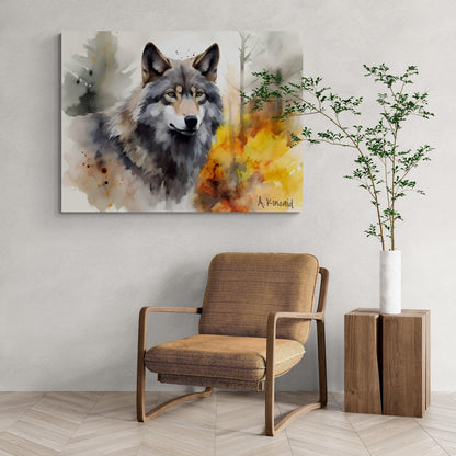 Wolf Portrait | Canvas Print | Wildlife Art | Cabin Art | Forest Art | Archer Kincaid