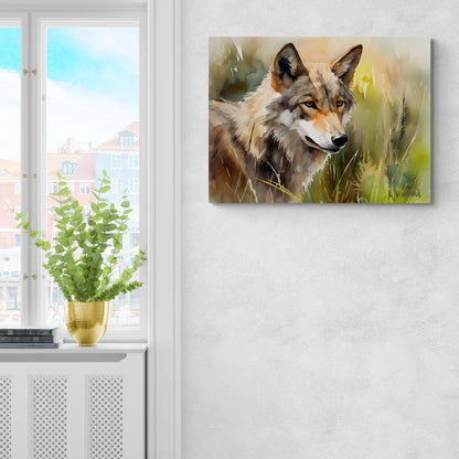 Wolf In Grass #2 | Canvas Print | Wildlife Art | Cabin Art | Forest Art | Archer Kincaid