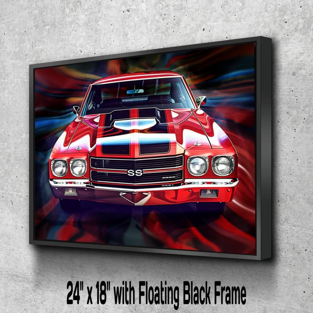 1970 Chevrolet Chevelle SS 454 Red from Front Canvas Print | Vintage Auto Wall Art Decor | Retro Muscle Car | Car Lovers Poster Gift