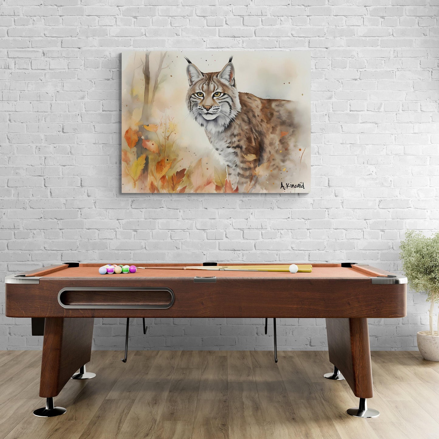 Bobcat | Canvas Print | Wildlife Art | Cabin Art | Forest Art | Archer Kincaid | cat watercolor paint