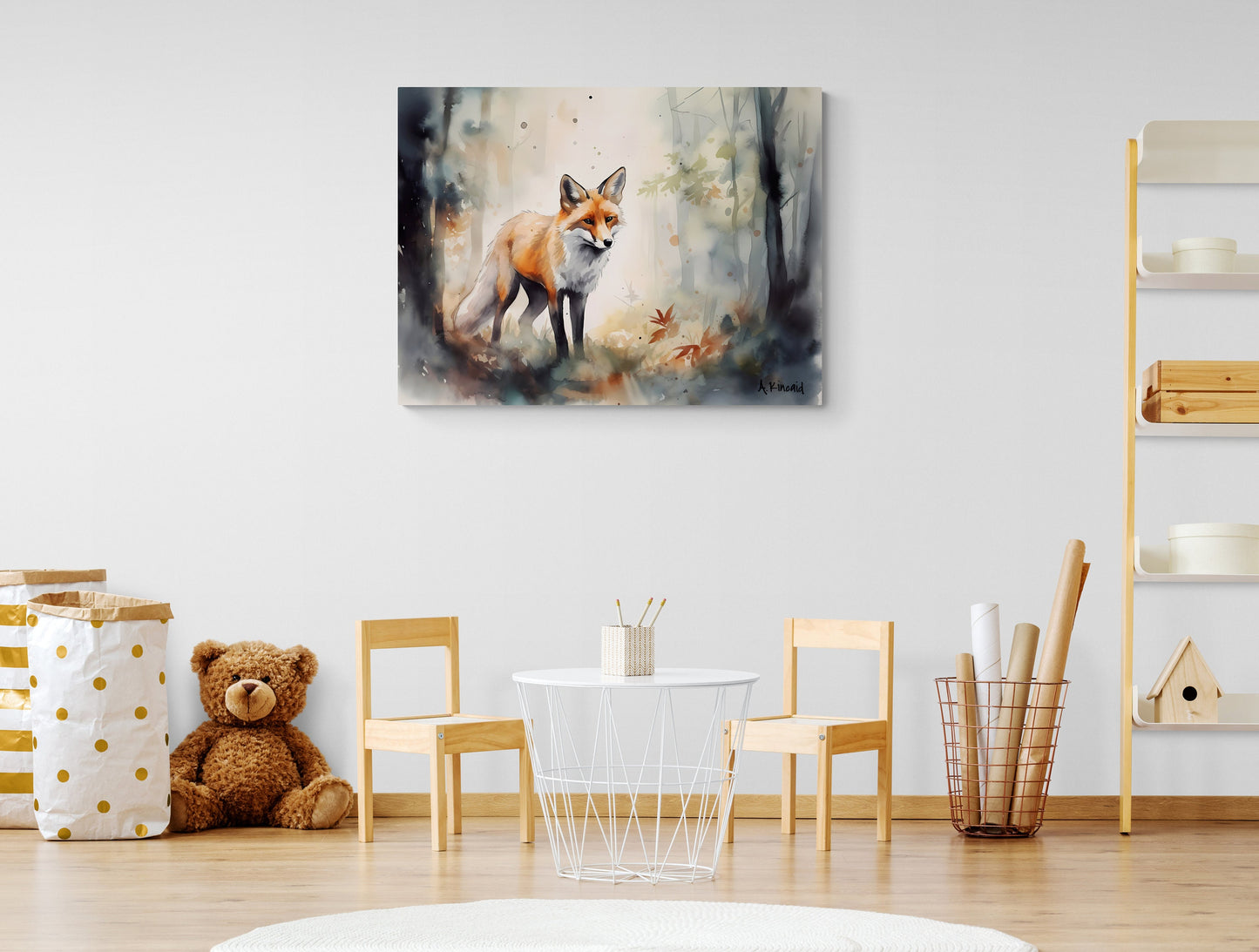 Fox in Forest | Canvas Print | Wildlife Art | Cabin Art | Forest Art | Archer Kincaid | foxes watercolor