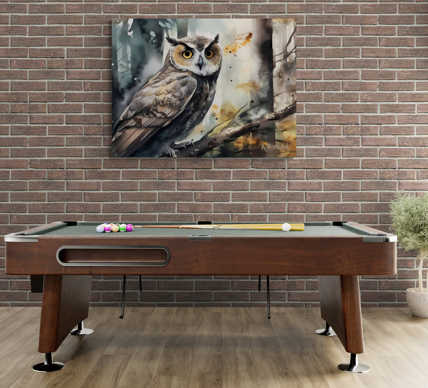 Owl | Canvas Print | Wildlife Art | Artful Watercolor Owl | Archer Kincaid | Forest Art