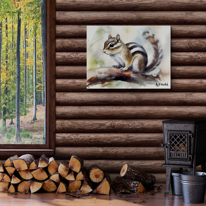Chipmunk | Canvas Print | Wildlife Art | Cabin Art | Forest Art | Archer Kincaid