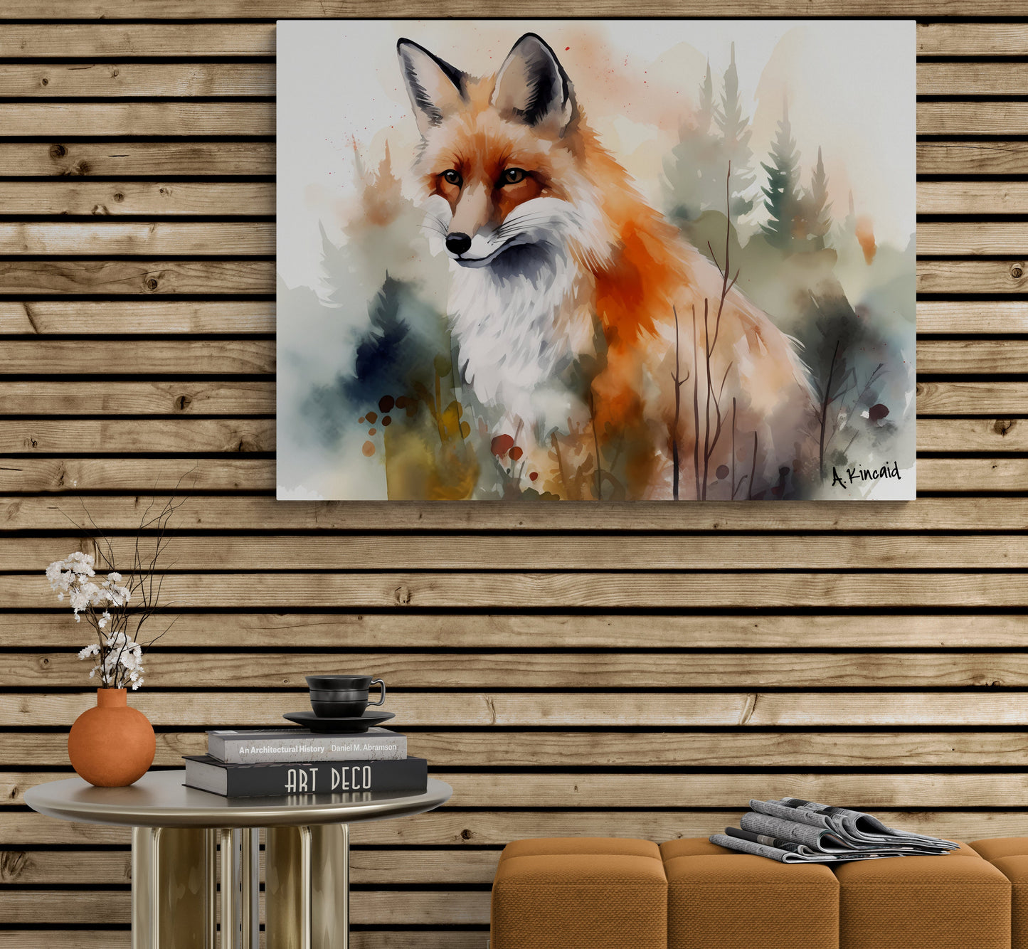 Majestic Fox | Canvas Print | Wildlife Art | Cabin Art | Forest Art | Archer Kincaid | watercolor fox