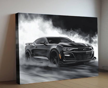 2025 Chevrolet Camaro Z/28 Black Canvas Print | Auto Wall Art Decor | Modern Muscle Car | Car Lovers Poster Gift | Garage Office