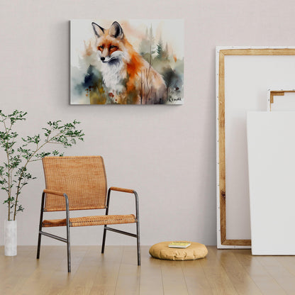 Majestic Fox | Canvas Print | Wildlife Art | Cabin Art | Forest Art | Archer Kincaid | watercolor fox