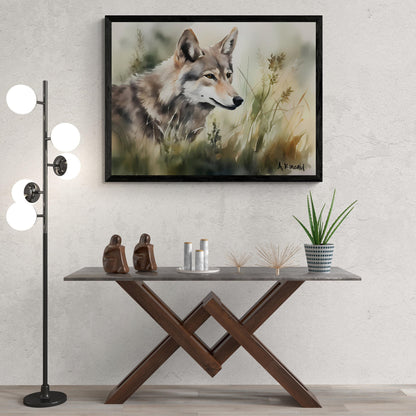 Wolf In Grass #1 | Canvas Print | Wildlife Art | Cabin Art | Forest Art | Archer Kincaid