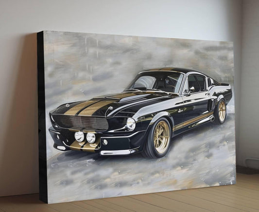 1967 Ford Mustang Shelby GT500 Classic Car Canvas Print | Vintage Auto Wall Art Decor | Retro Muscle Pony Car | Car Lovers Poster Gift