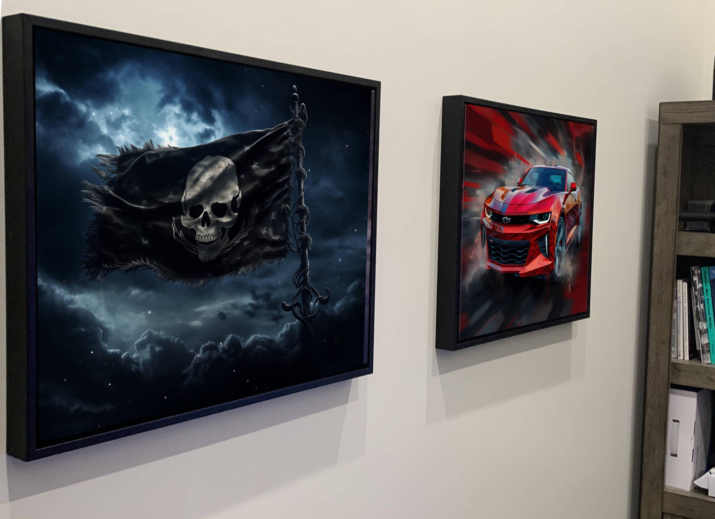 Black Pirate Flag Canvas Art, Jolly Roger Skull Print, Gothic Nautical Wall Decor, Crossbones Maritime Painting, Dark Pirate Wall Art