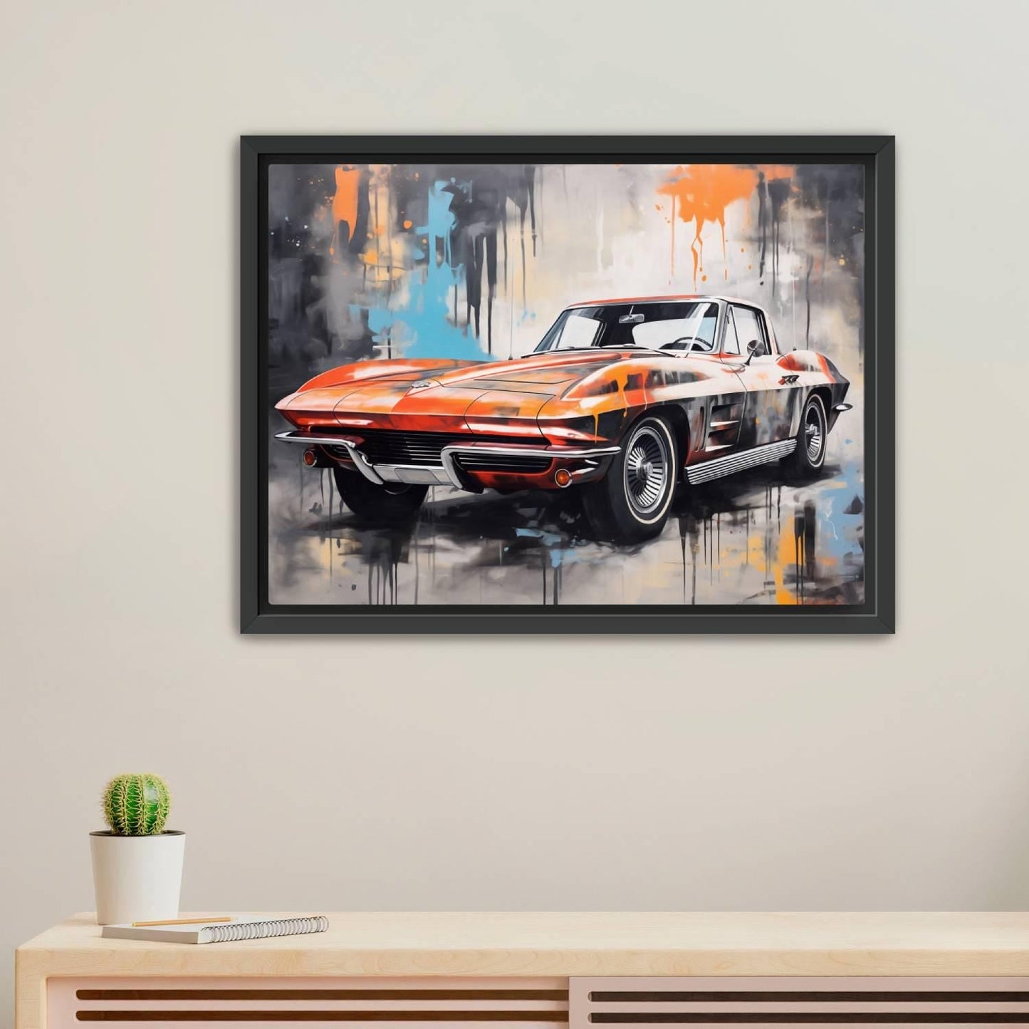 1964 Chevrolet Corvette Classic Car Canvas Print | Vintage Auto Wall Art Decor | Retro Sports Car | Car Lovers Poster Gift C2 Chevy Vette