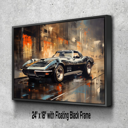 1968 Chevrolet Corvette Canvas Print | Vintage Auto Wall Art Decor | Retro Sports Car | Car Lovers Poster Gift | C3 Vette Chevy