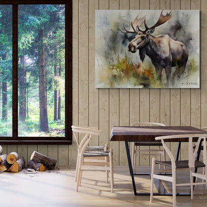 Moose In The Brush #1 | Canvas Print | Wildlife Art | Cabin Art | Forest Art | Archer Kincaid