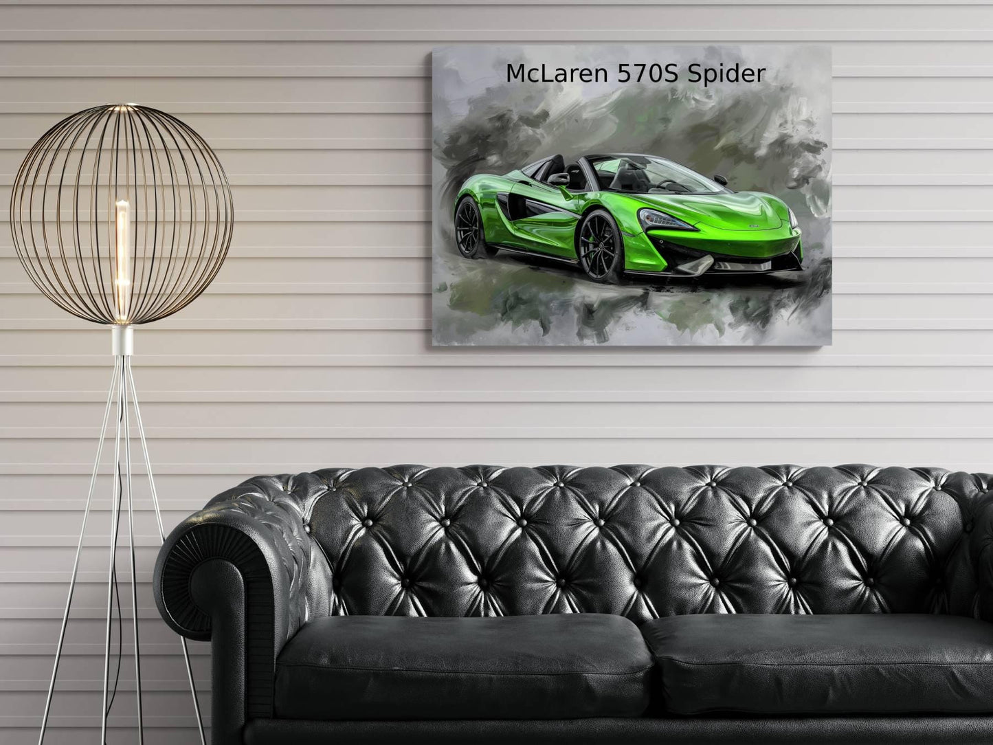 2018 McLaren 570S Spider Green Canvas Print | Red Sports Car Auto Wall Art Decor | New Sports Car | Car Lovers Poster Gift