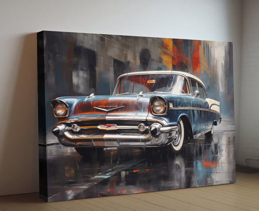 1957 Chevrolet Bel-Air Canvas Print | Vintage Classic Car Wall Art | Retro Automotive Decor | Collector's Edition | Chevy Car Poster