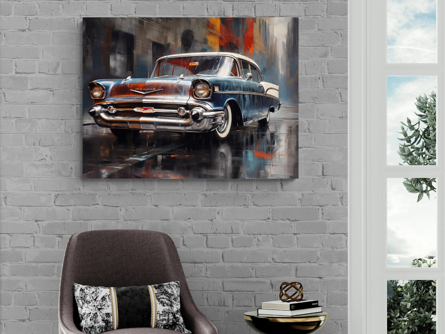 1957 Chevrolet Bel-Air Canvas Print | Vintage Classic Car Wall Art | Retro Automotive Decor | Collector's Edition | Chevy Car Poster
